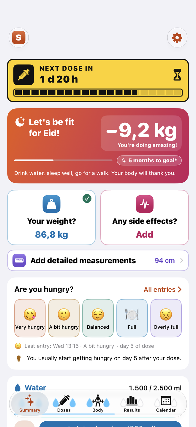 Satia summary screen